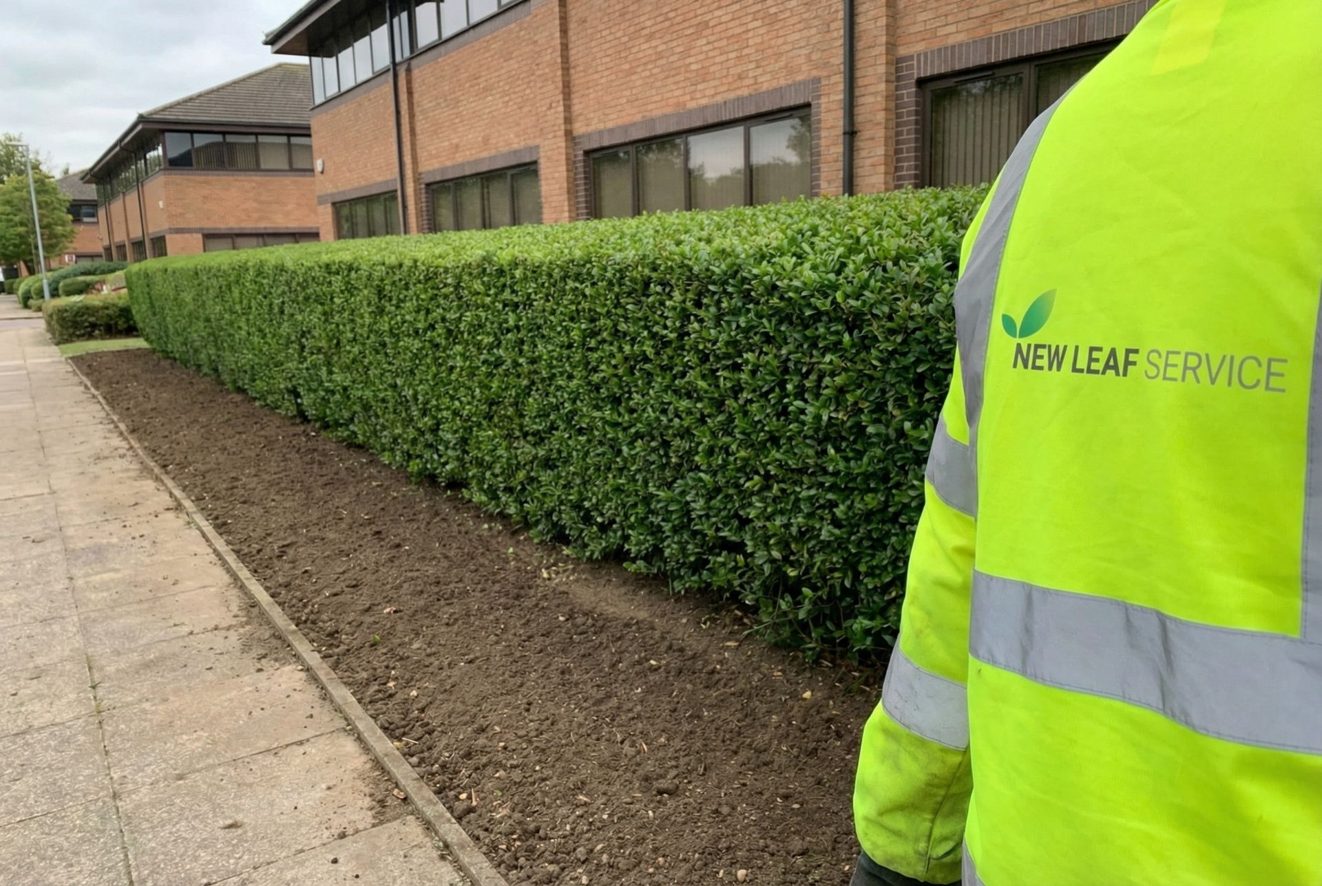 Commercial hedge maintenance at Priory Business Park Bedford