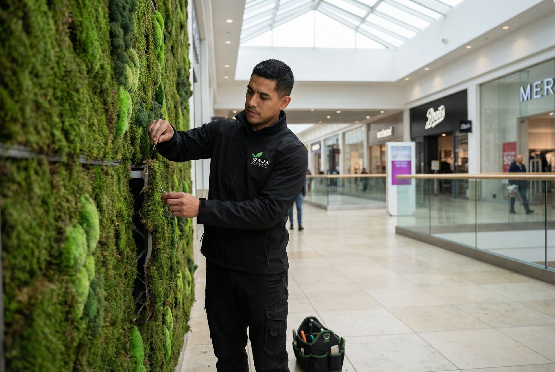 commercial living wall installation in a Milton Keynes corporate office – New Leaf Services
