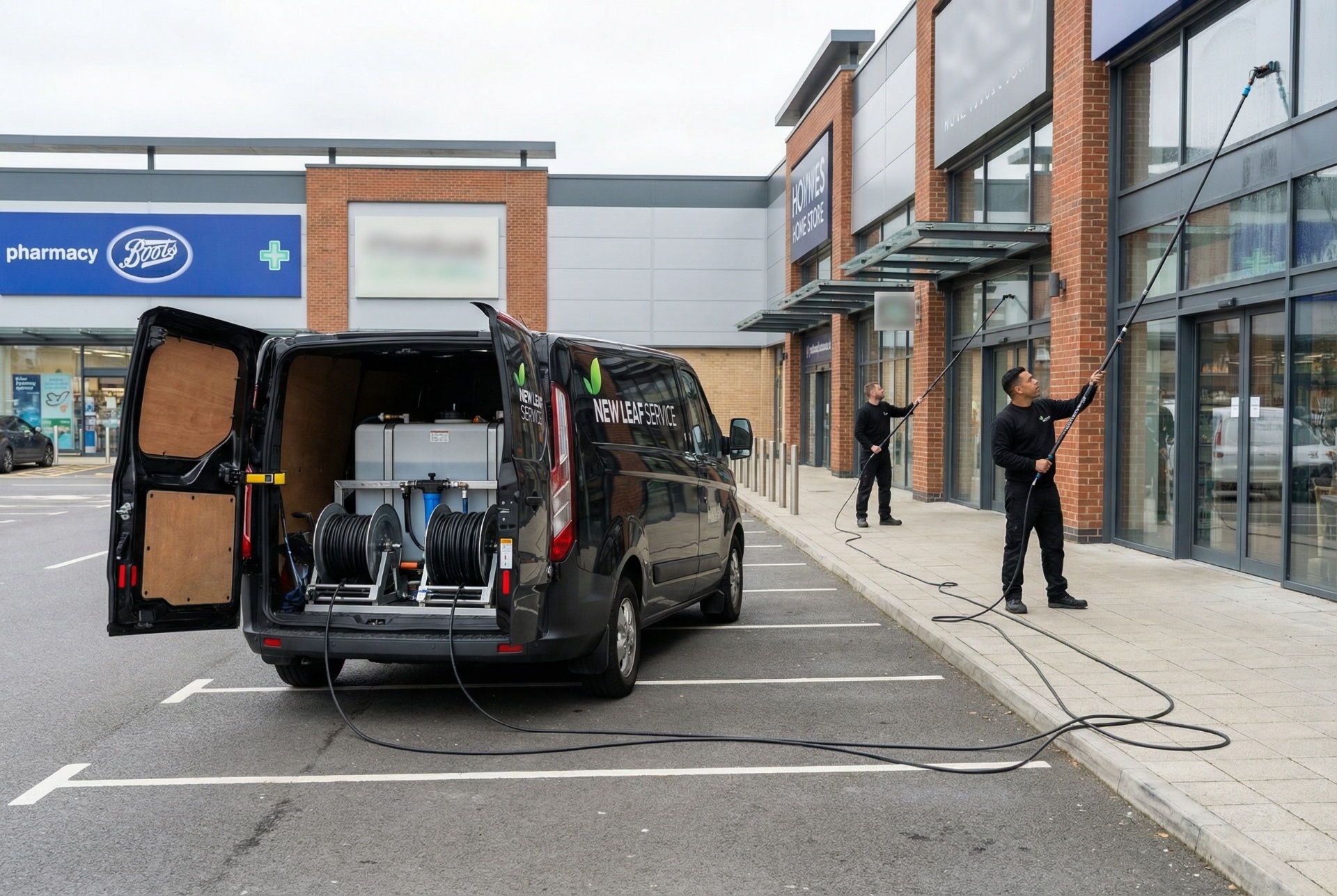 commercial retail frontage window cleaning in Milton Keynes – New Leaf Services